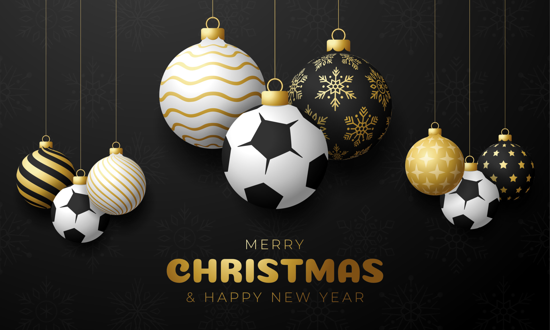 soccer Sport Christmas card. Merry Christmas sport greeting card. Hang
