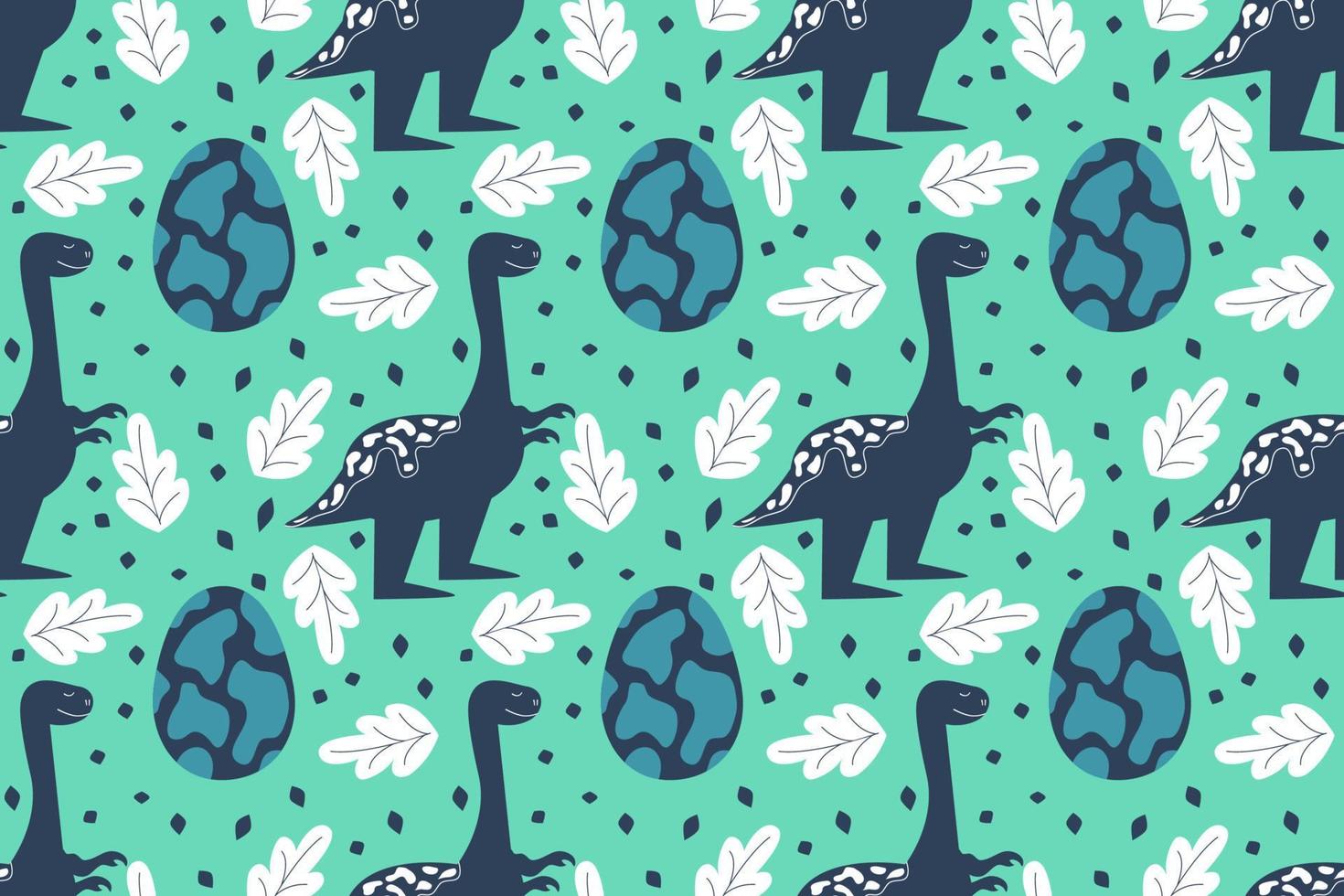 Seamless pattern with dinosaurs and an egg. Tyrannosaurus smile. Vector illustration in a flat style. A colorful pattern for children