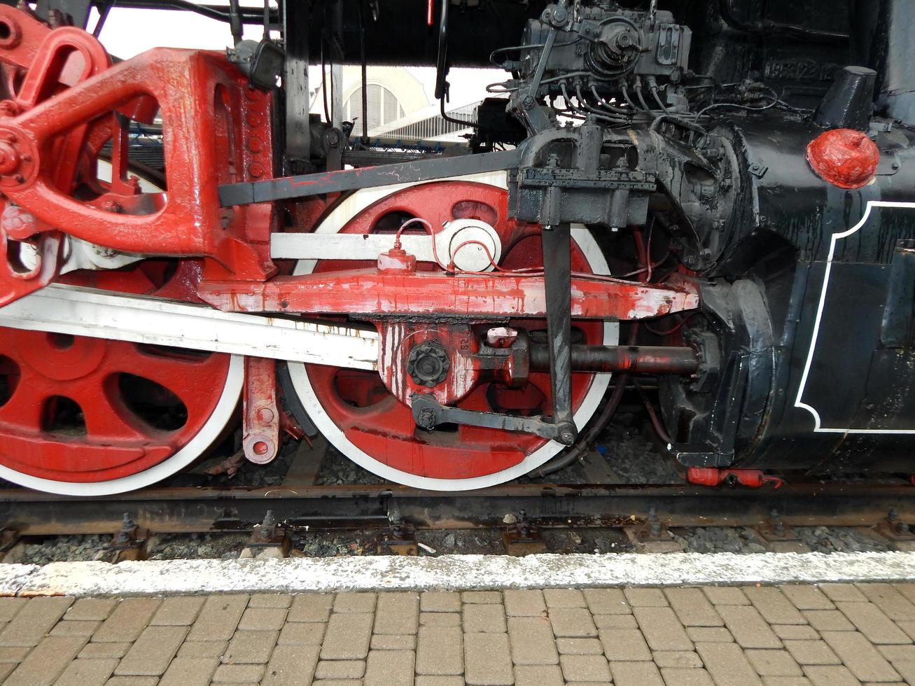 Railway transport details of locomotive, wagon photo