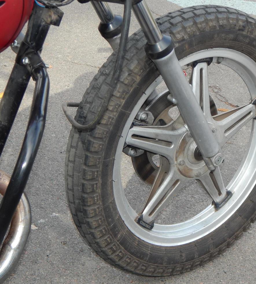 Retro motorcycle and bike antique parts and elements photo