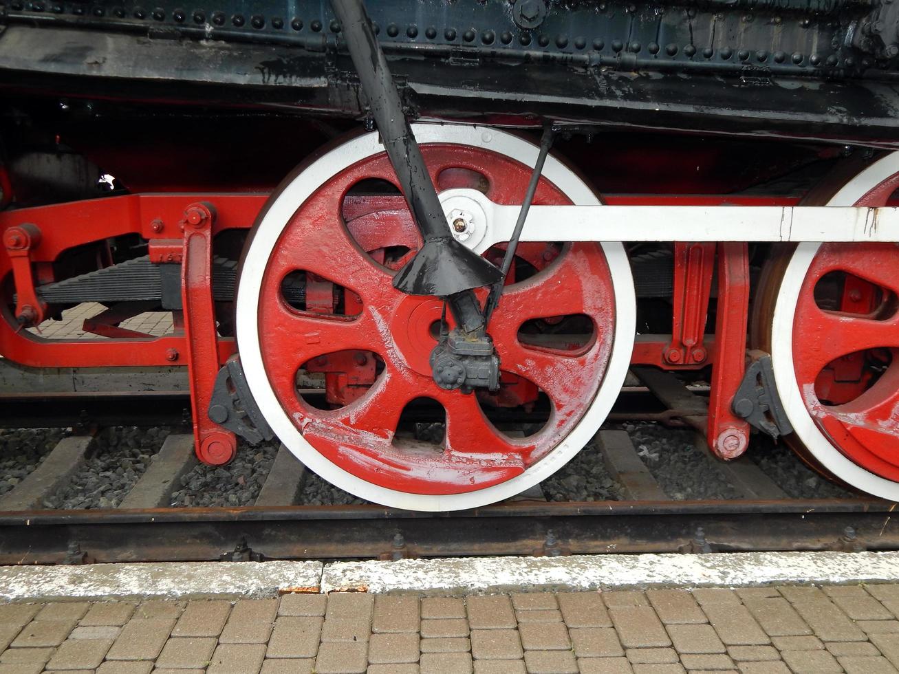 Railway transport details of locomotive, wagon photo