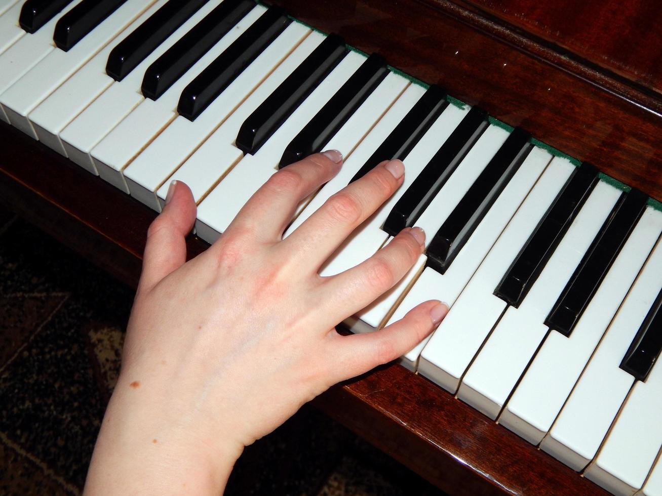 Piano keys hand photo