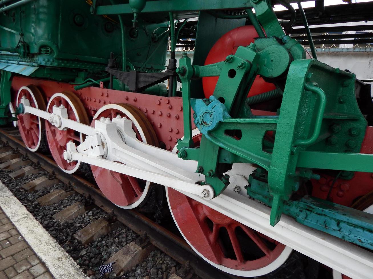 Railway transport details of locomotive, wagon photo