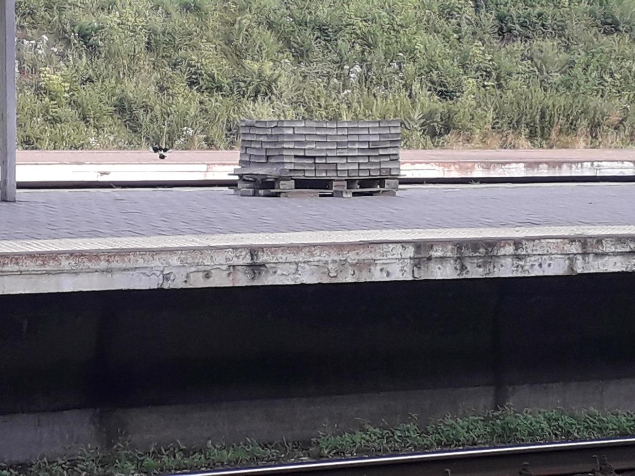 Paving tile modules lie on the platform photo