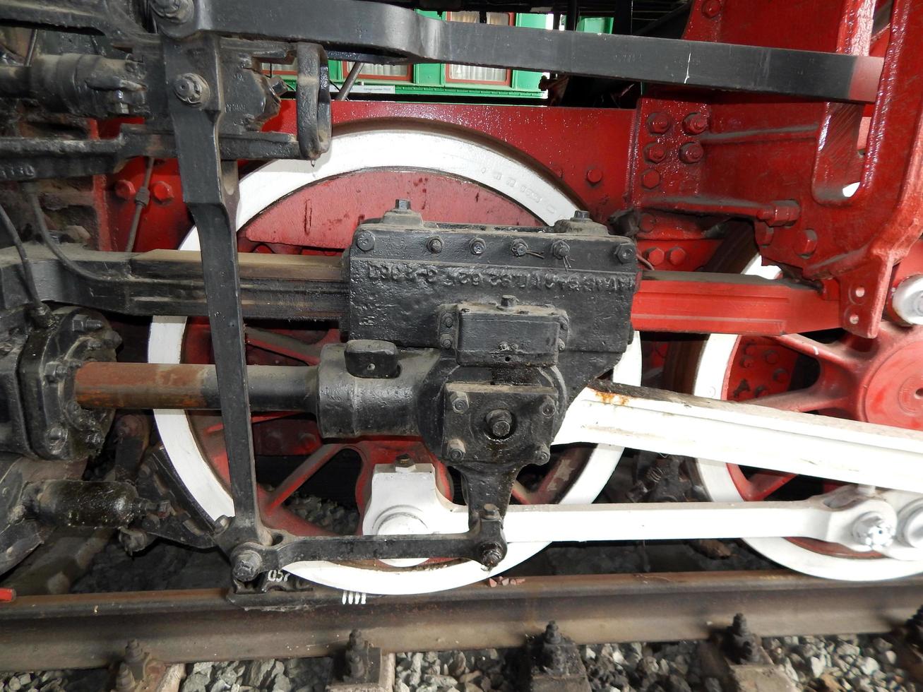 Detalles de transporte ferroviario de locomotoras, vagones foto