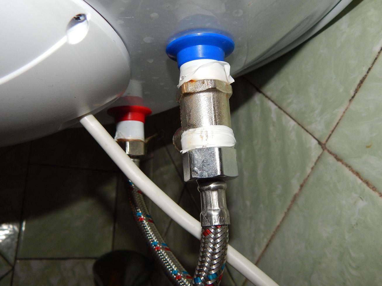 Sanitary unit, equipment, pipe installation of water and heating photo