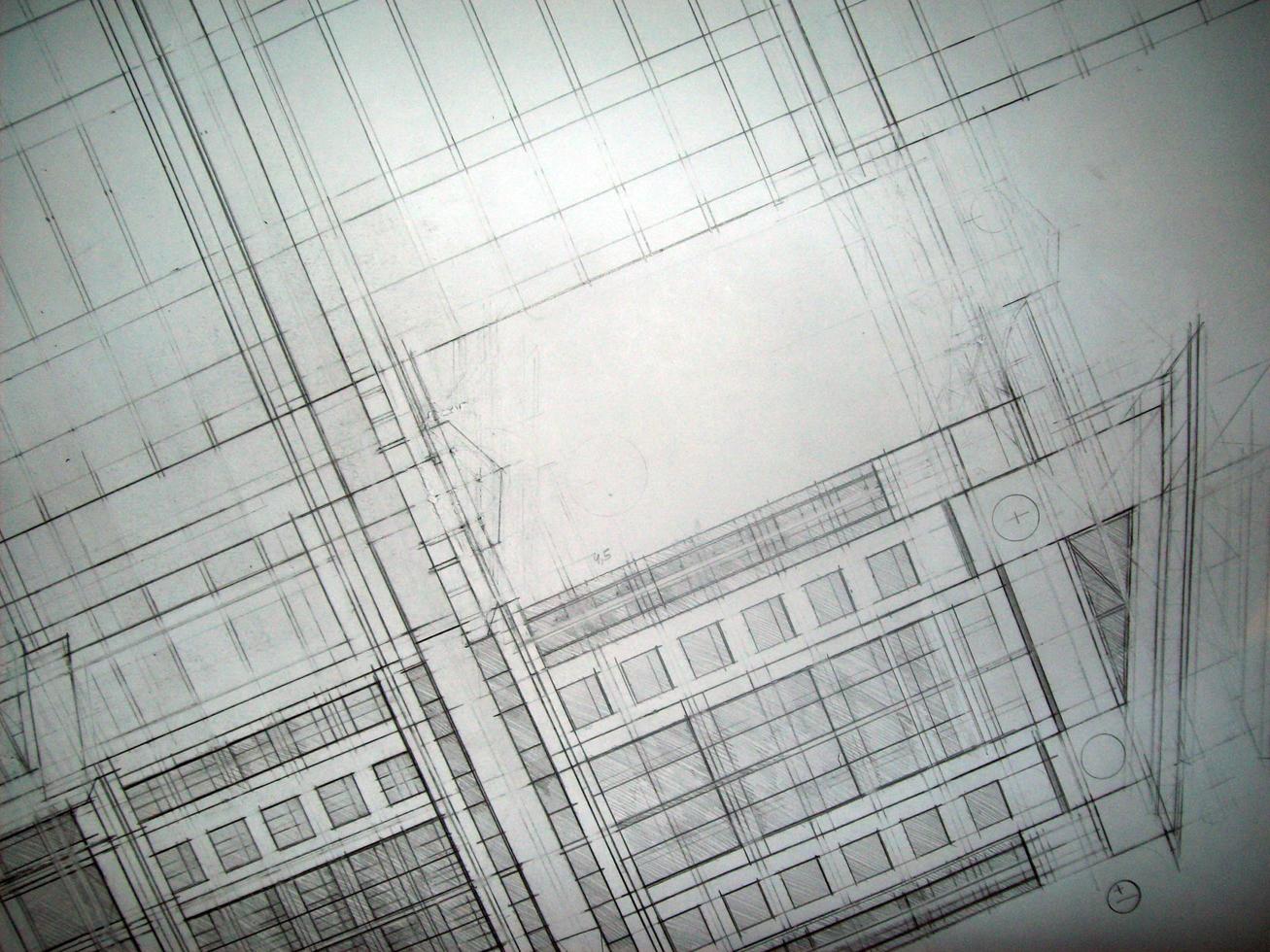 Architectural drawings on paper photo