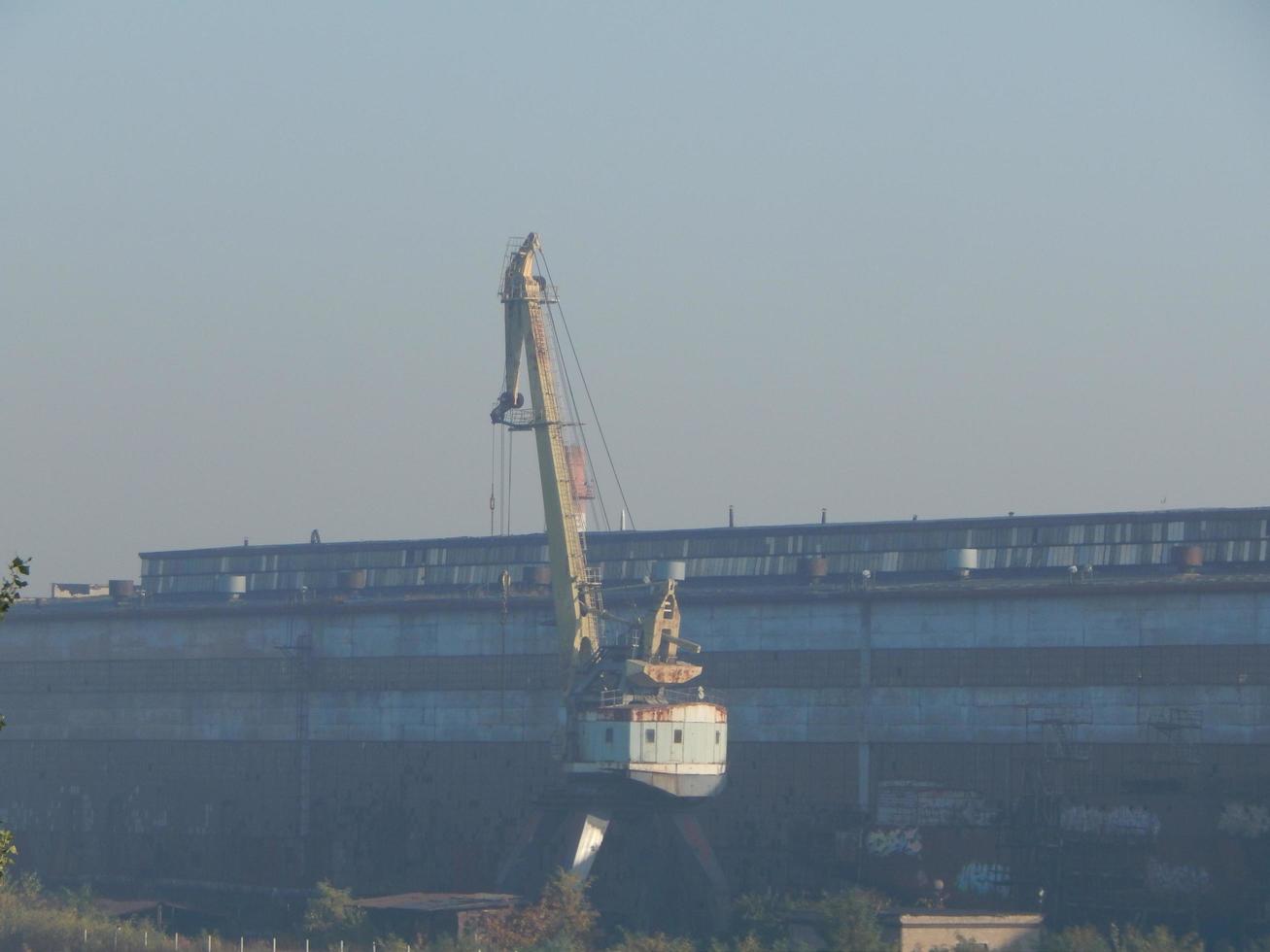 Port cranes for cargo transportation in the port logistics complex photo