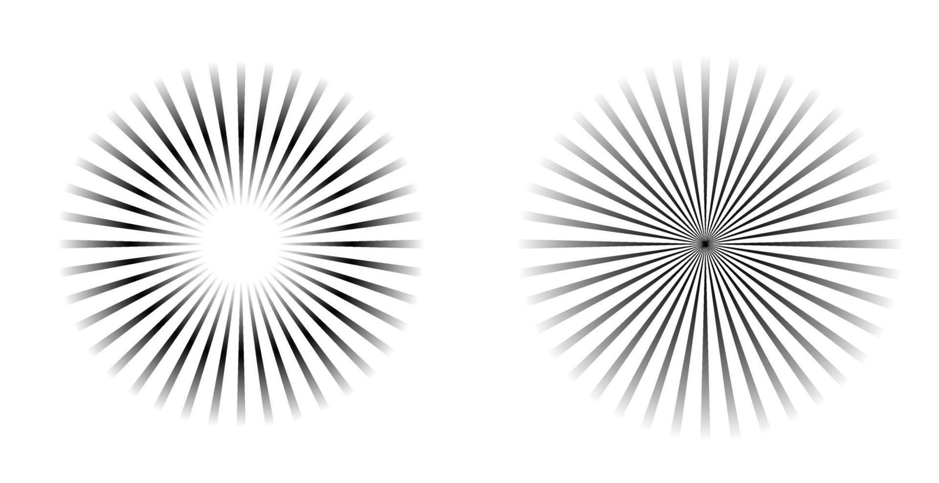 Rays, beams element. Sunburst, starburst shape on white. Circular geometric. Abstract circular geometric shape. illustration - Vector