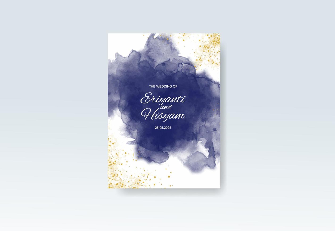 Watercolor wedding invitation card. Beautiful wedding card watercolor with splash. vector