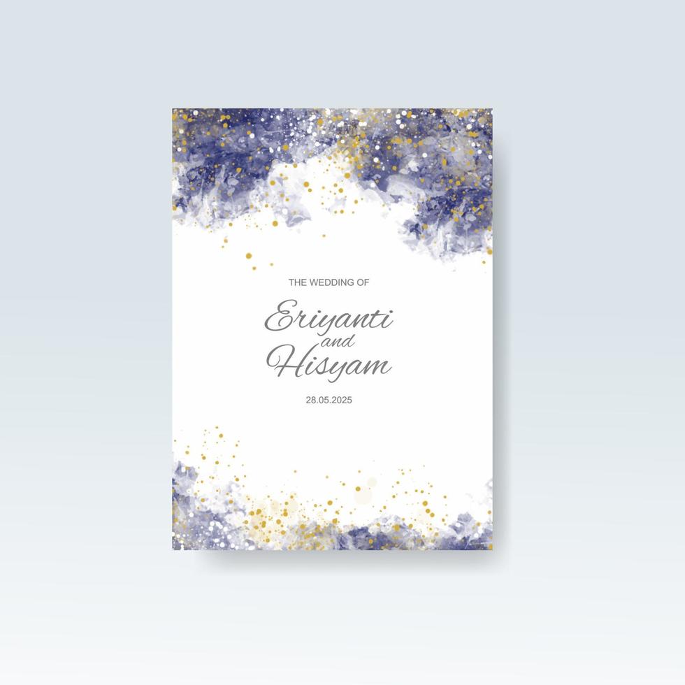 Watercolor wedding invitation card. Beautiful wedding card watercolor with splash. vector