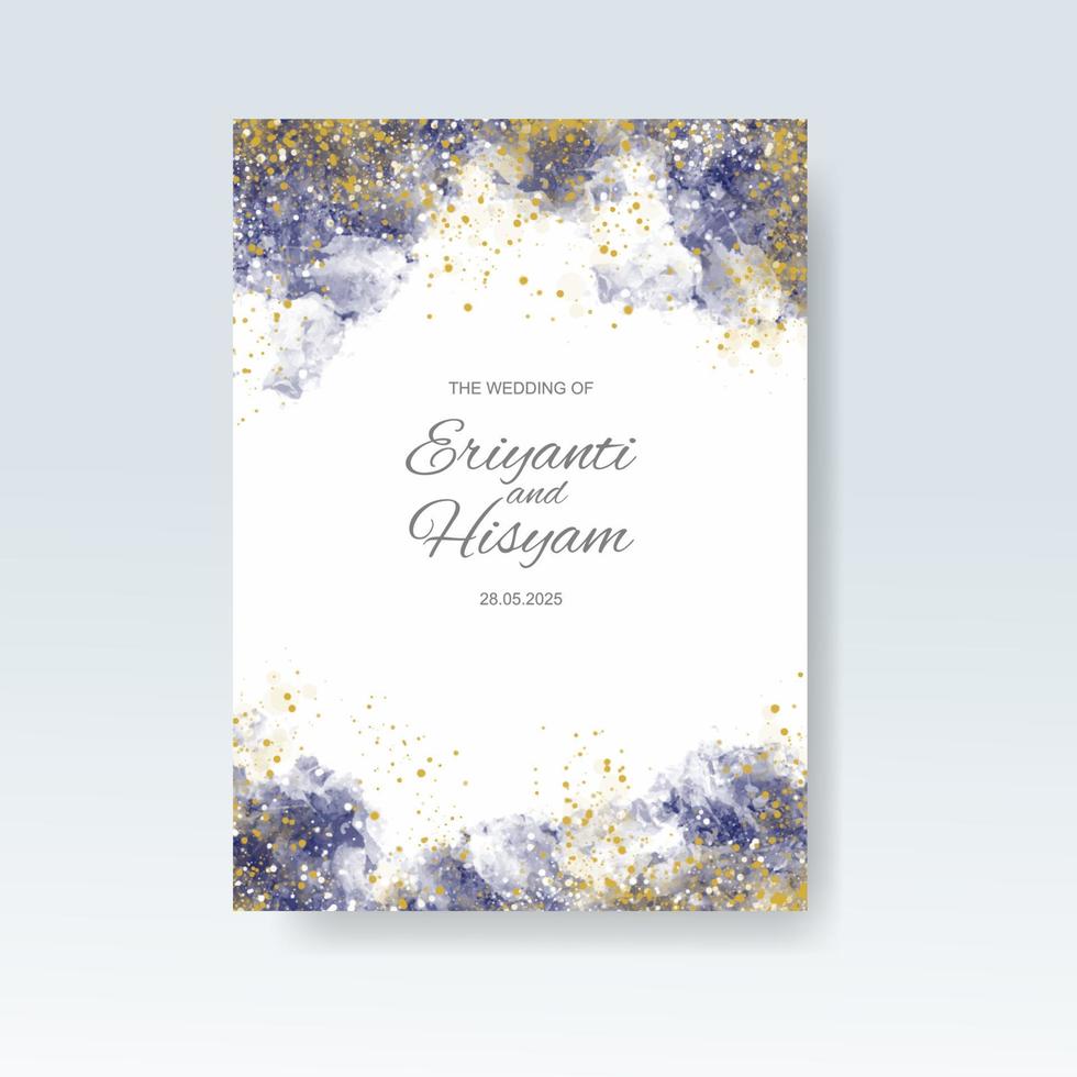 Watercolor wedding invitation card. Beautiful wedding card watercolor with splash. vector