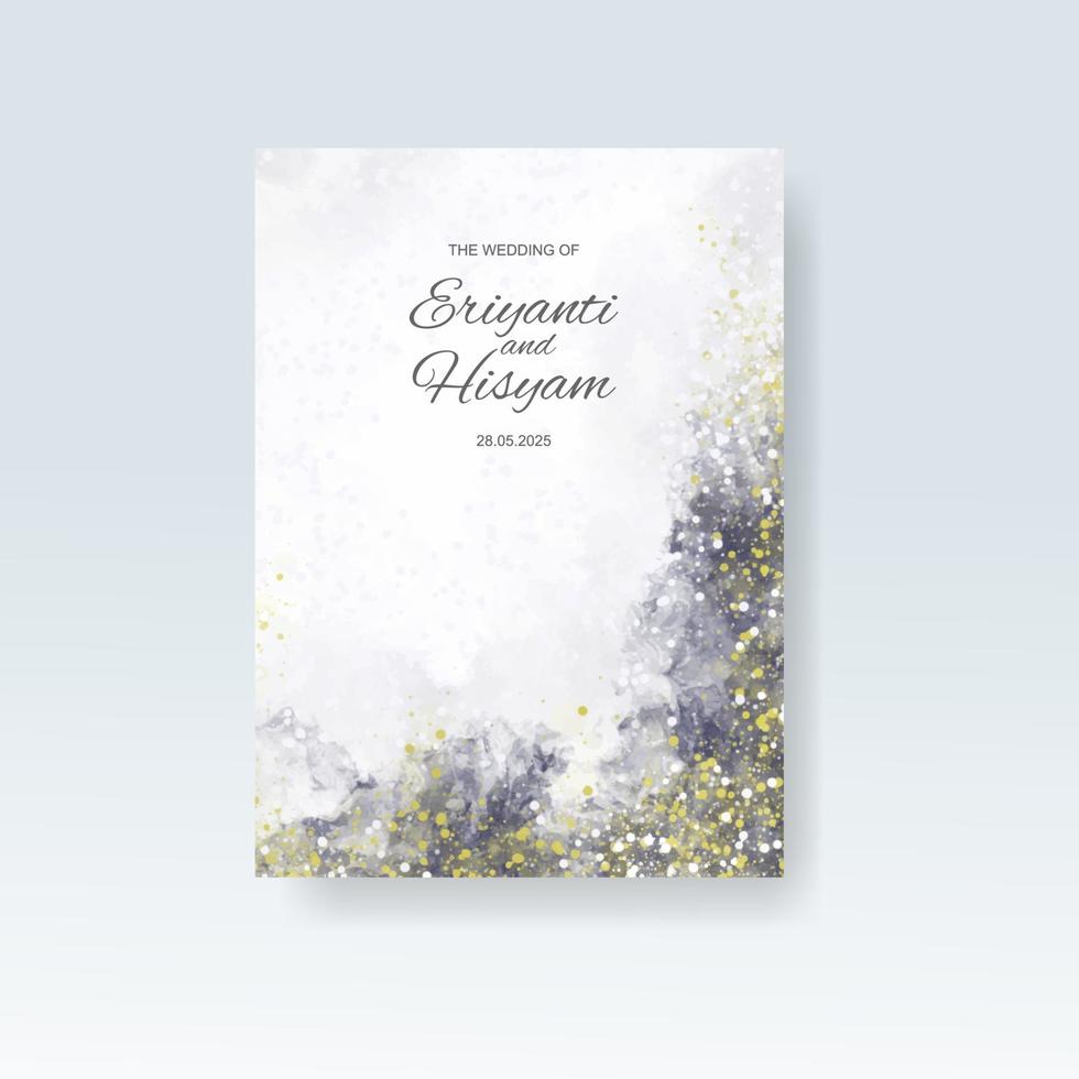 Watercolor wedding invitation card. Beautiful wedding card watercolor with splash. vector