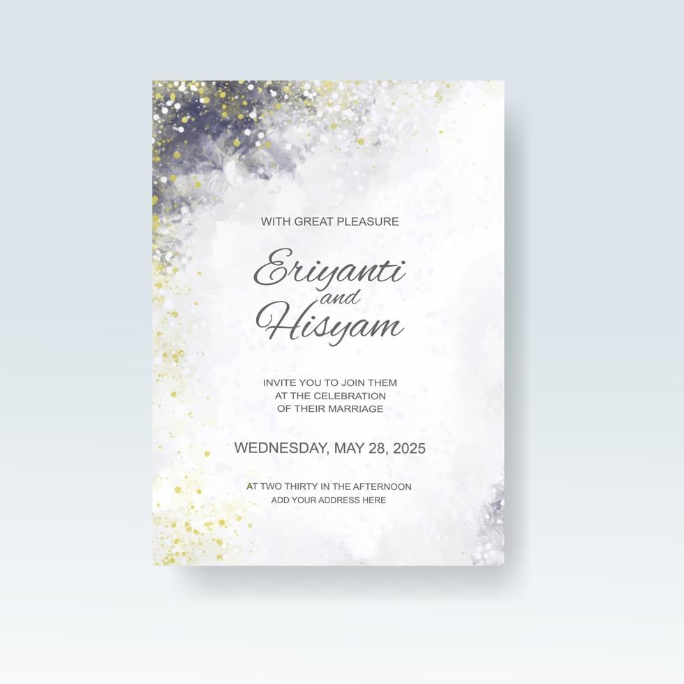 Watercolor wedding invitation card. Beautiful wedding card watercolor with splash. vector