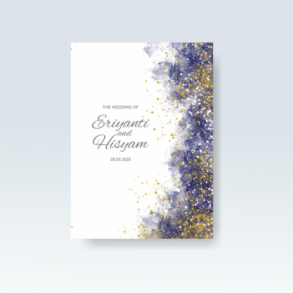 Watercolor wedding invitation card. Beautiful wedding card watercolor with splash. vector