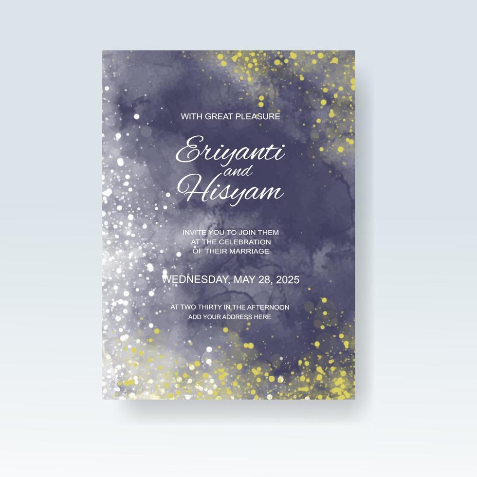Watercolor wedding invitation card. Beautiful wedding card watercolor with splash. vector