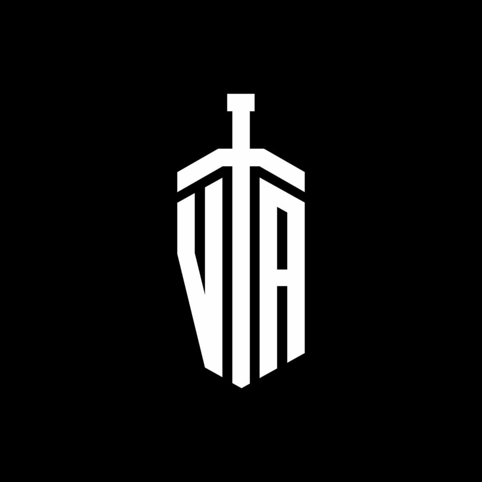 monograma del logotipo de va con plantilla de diseño de cinta de elemento espada vector