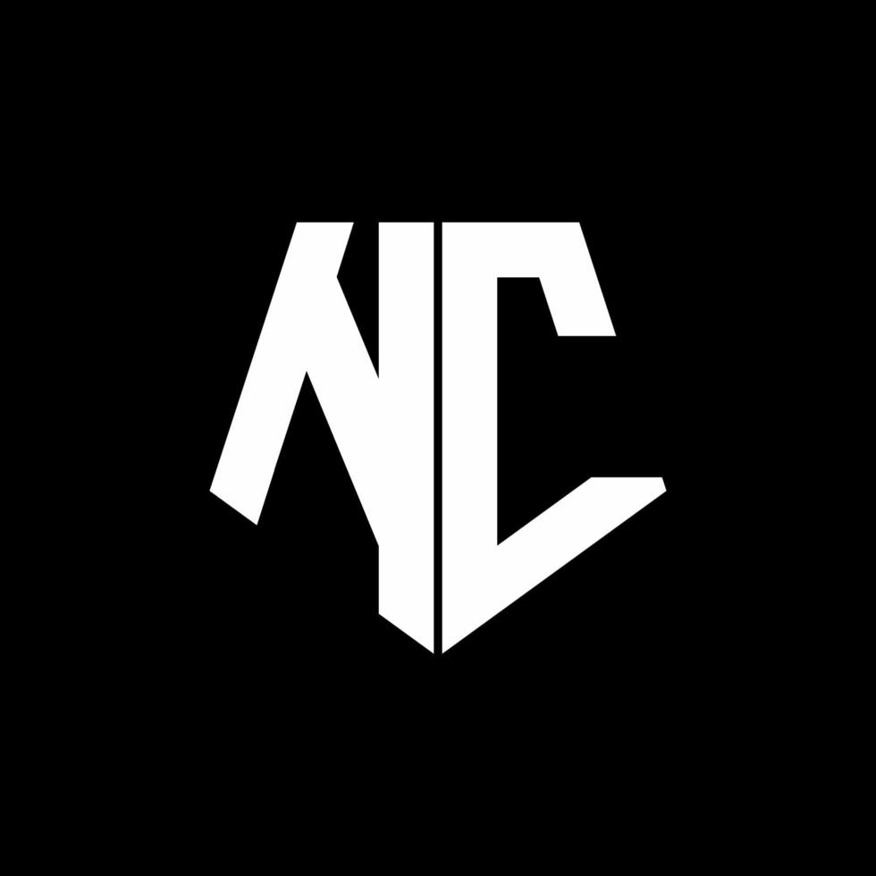 NC logo monogram with pentagon shape style design template vector