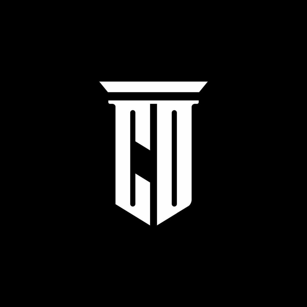 Logotipo de monograma de cd con estilo emblema aislado sobre fondo negro vector