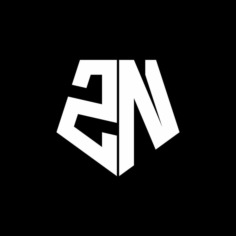 ZN logo monogram with pentagon shape style design template vector