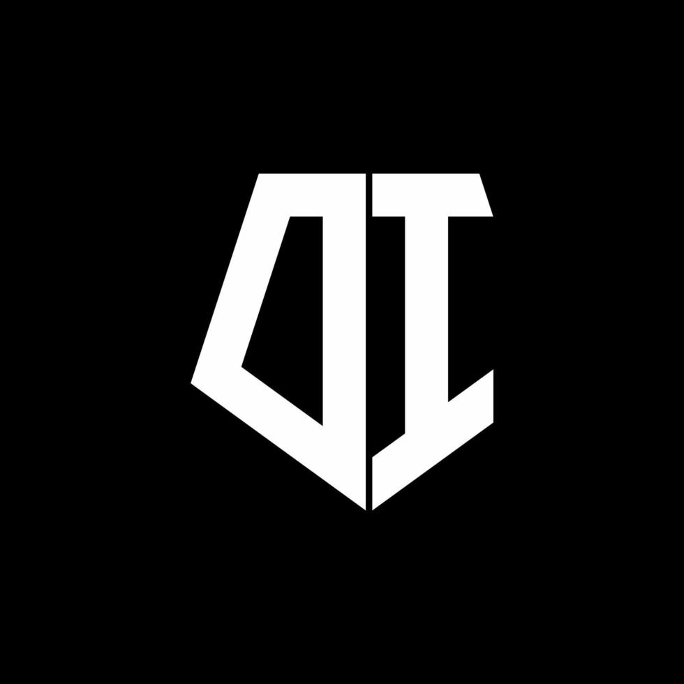 DI logo monogram with pentagon shape style design template vector
