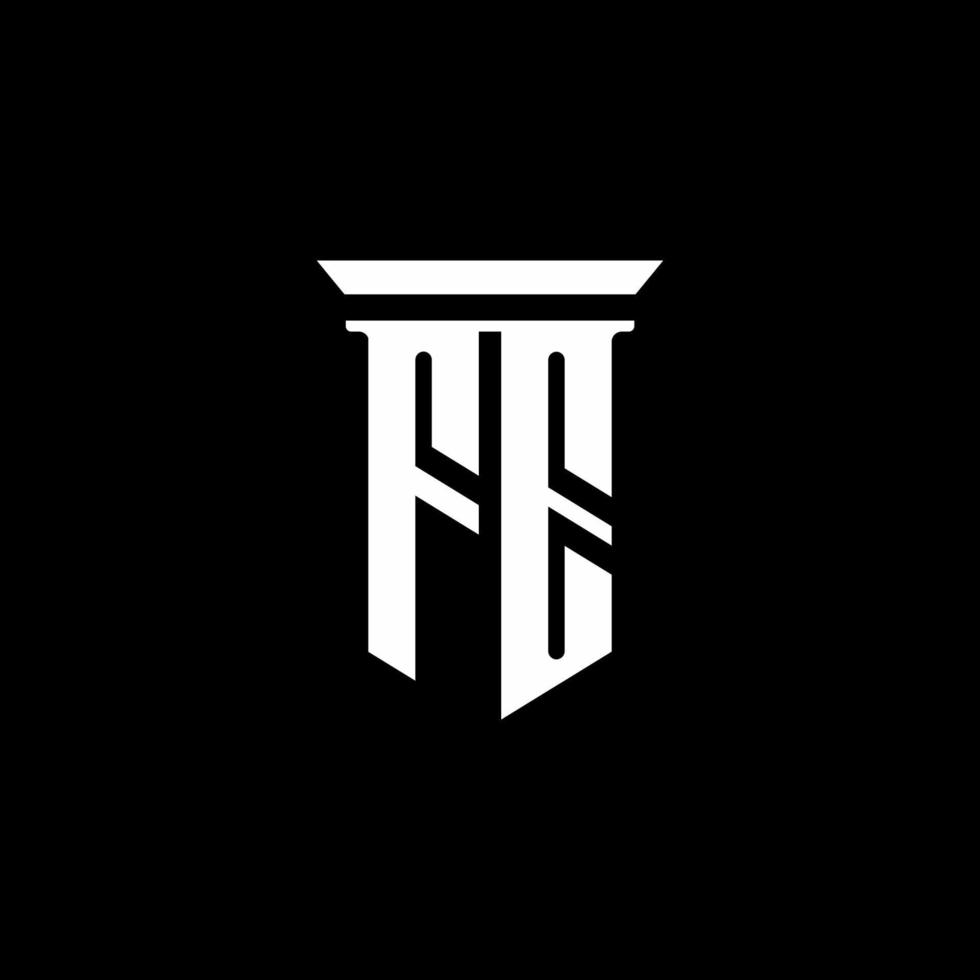 logotipo del monograma fe con estilo emblema aislado sobre fondo negro vector