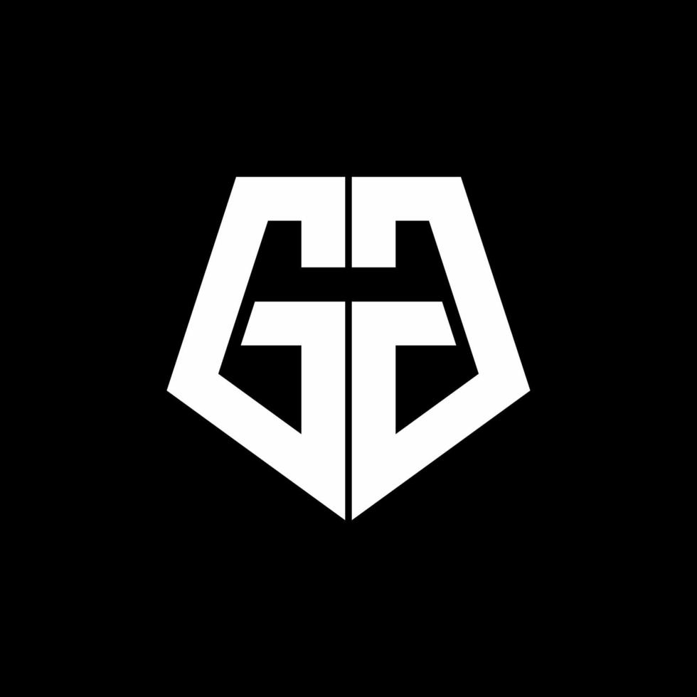 Monograma del logotipo de gg con plantilla de diseño de estilo de forma de pentágono vector