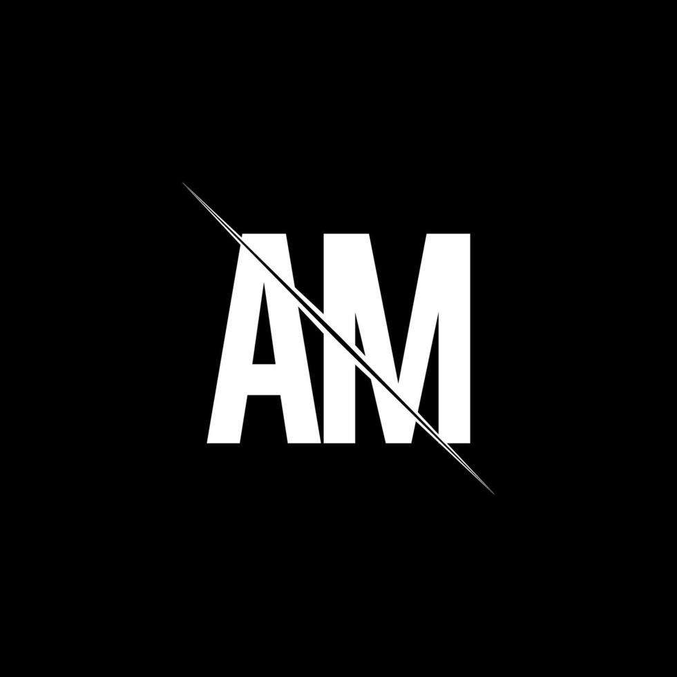 AM logo monogram with slash style design template vector