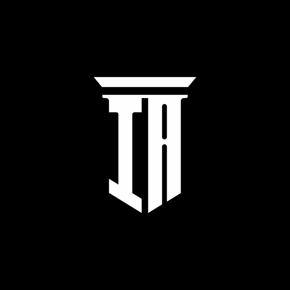 IA monogram logo with emblem style isolated on black background vector