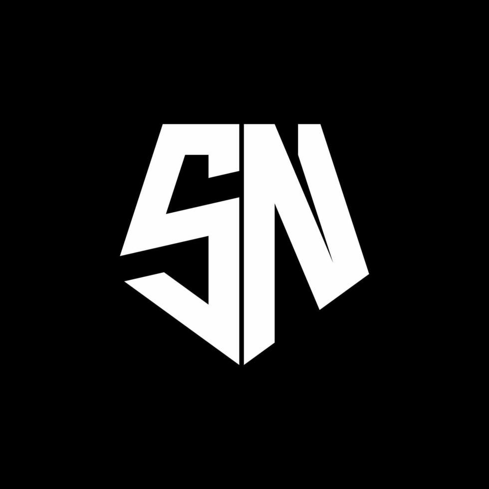 SN logo monogram with pentagon shape style design template vector