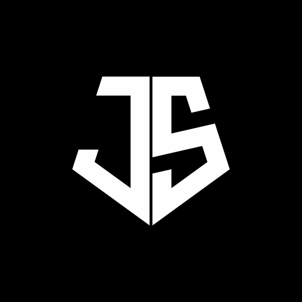 JS logo monogram with pentagon shape style design template vector