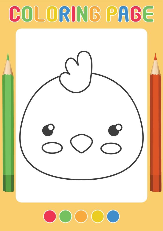 Chicken Farm Animals Coloring Pages Preschool Activity vector