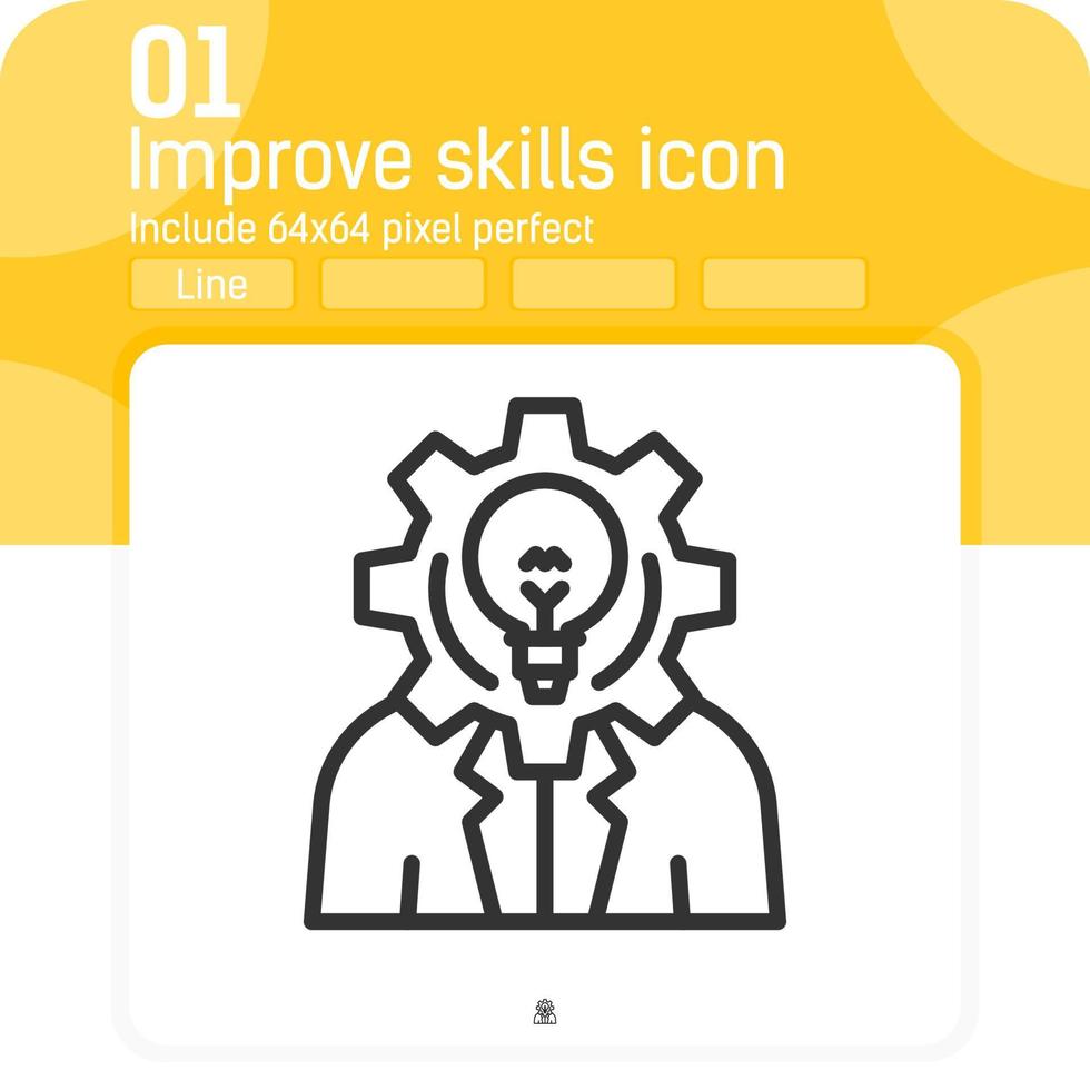 improve skills premium icon with outline style isolated on white background. Vector illustration improvement concept design template for website, apps, logo, UI, UX, project and work. Editable stroke