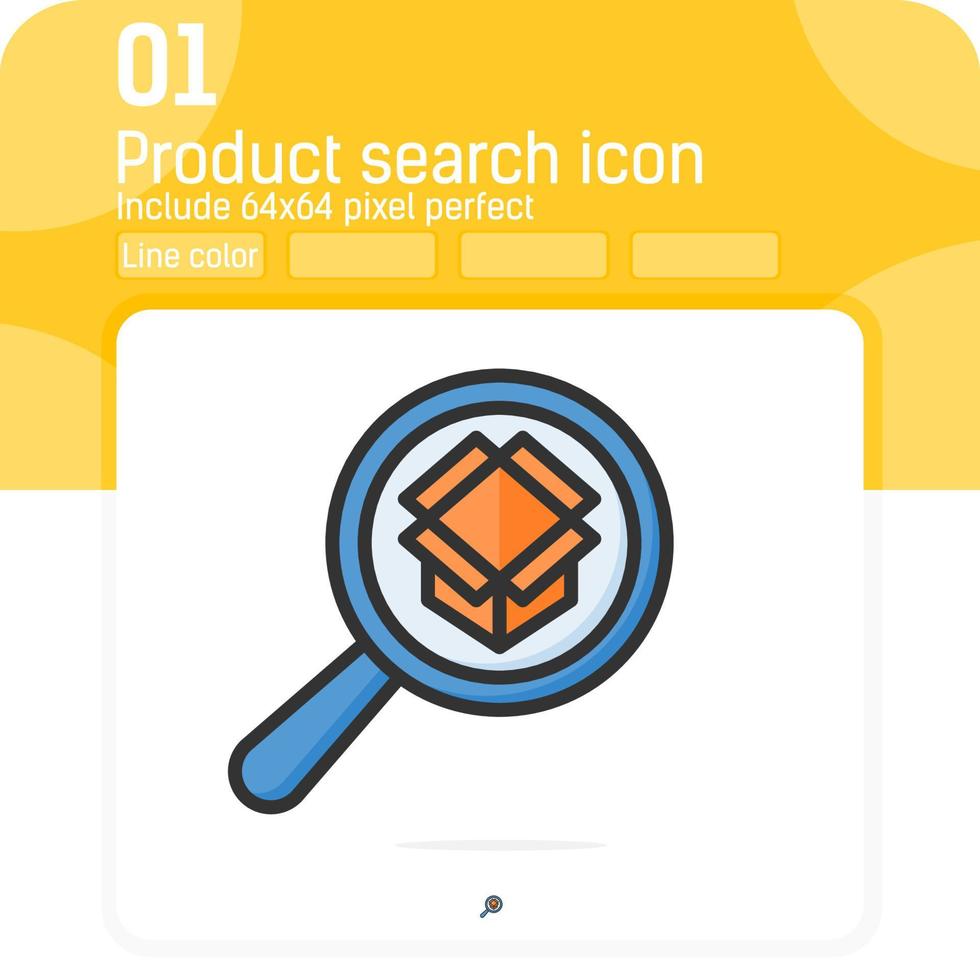 Product search vector sign with line color style isolated on white background. Vector illustration package icon sign symbol icon concept for web, ui, ux, business, logistics, delivery, mobile apps