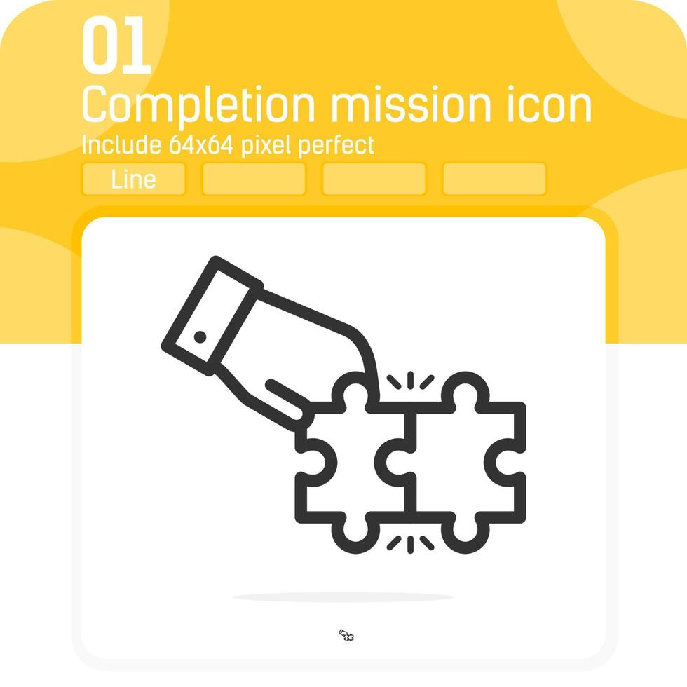 Completion mission icon concept with line style isolated on white background. Vector linear illustration solusion sign symbol icon for business, ui, ux, website, finance, mobile apps and all project