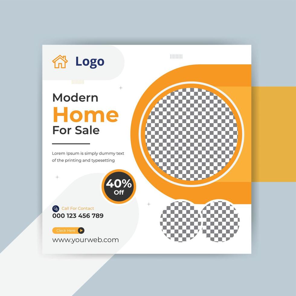 Real estate social media post house property Instagram post, or square web banner design vector