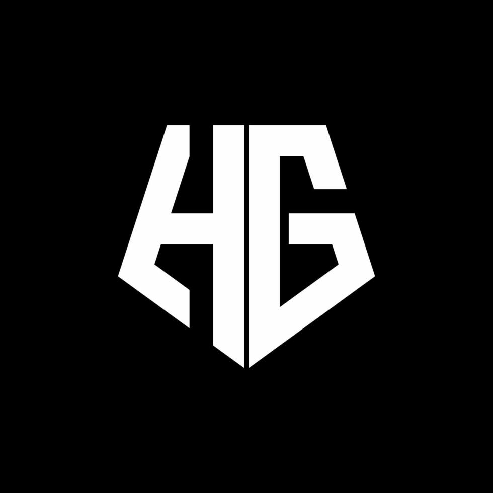 HG logo monogram with pentagon shape style design template vector