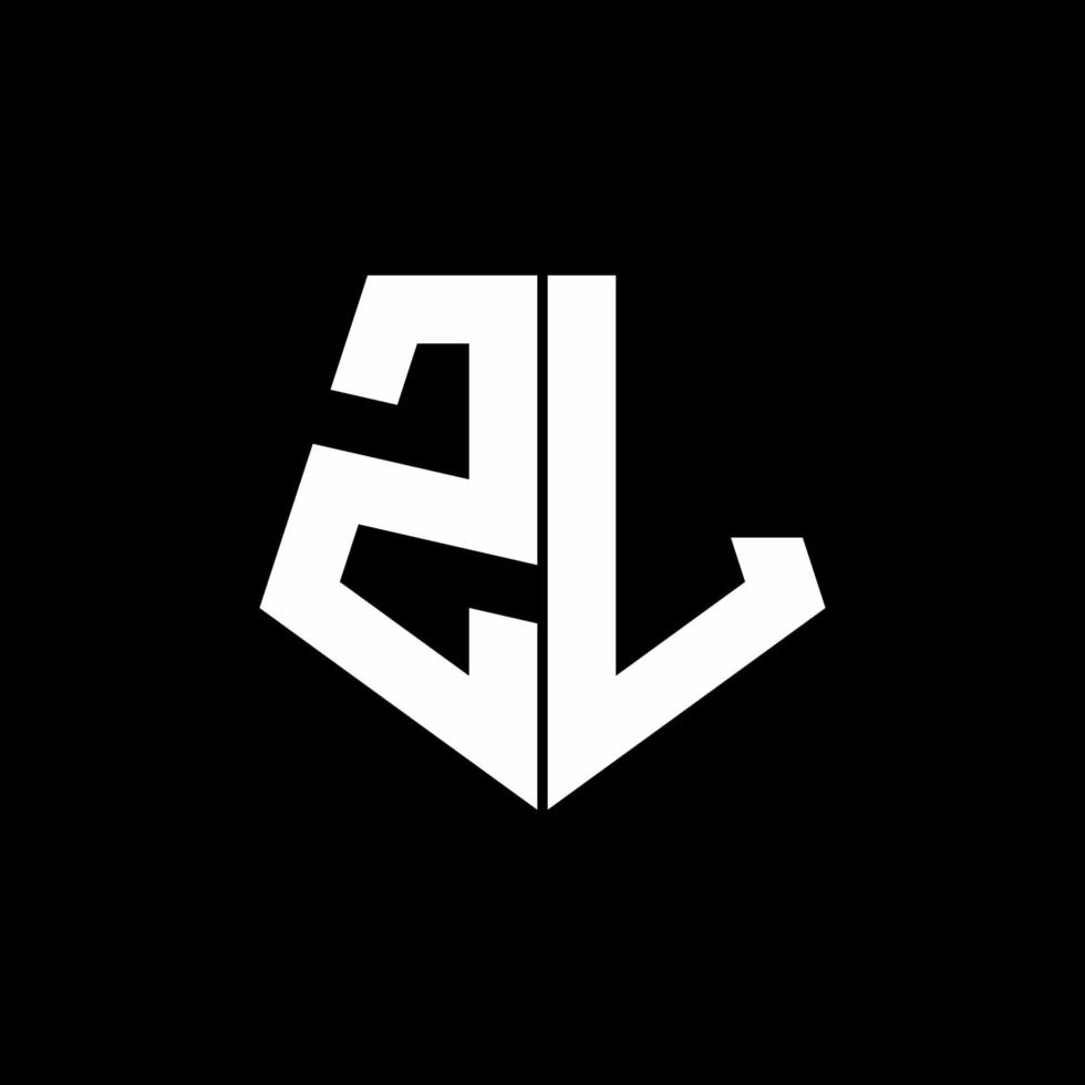 ZL logo monogram with pentagon shape style design template vector