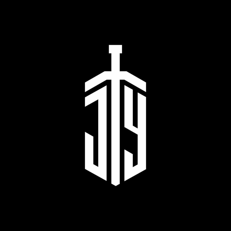 monograma del logotipo de jy con plantilla de diseño de cinta de elemento espada vector