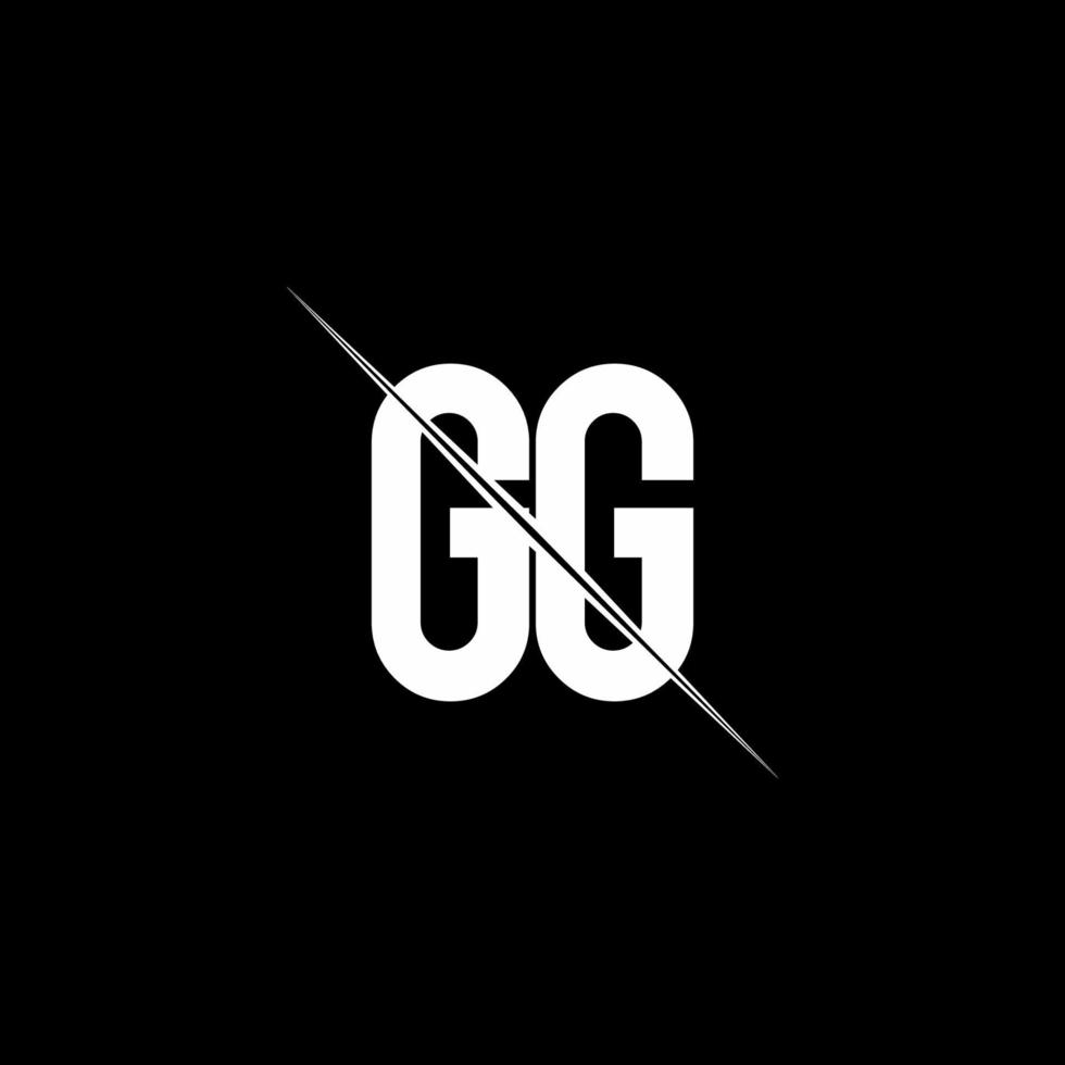 GG logo monogram with slash style design template vector