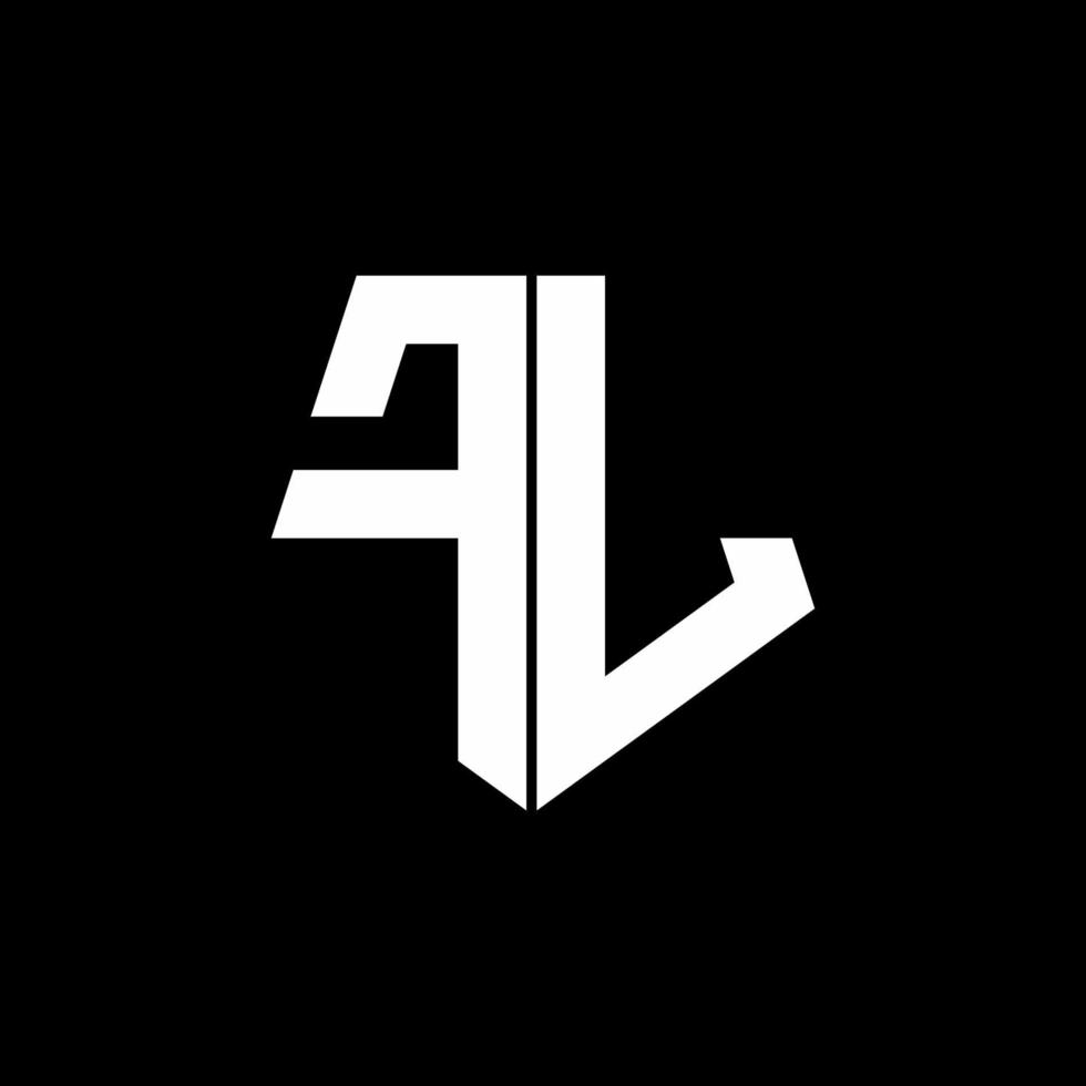 FL logo monogram with pentagon shape style design template vector