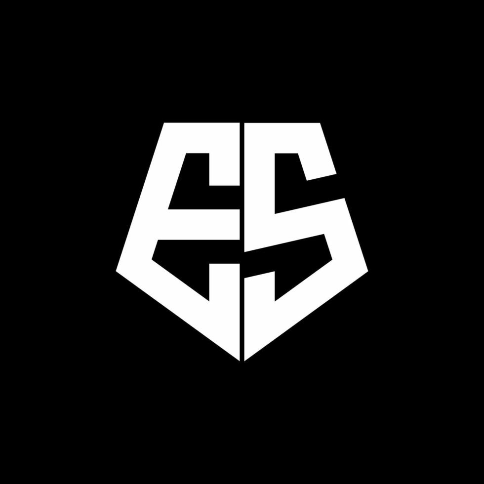 ES logo monogram with pentagon shape style design template vector