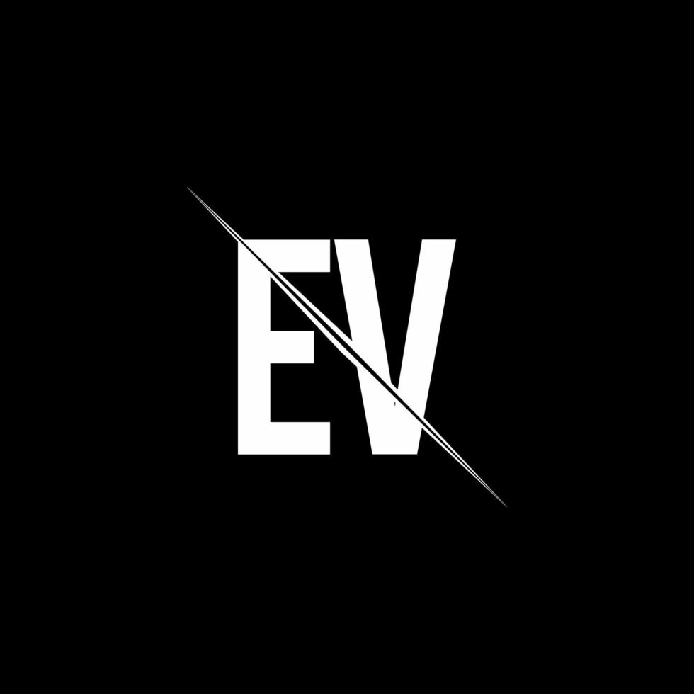 EV logo monogram with slash style design template vector
