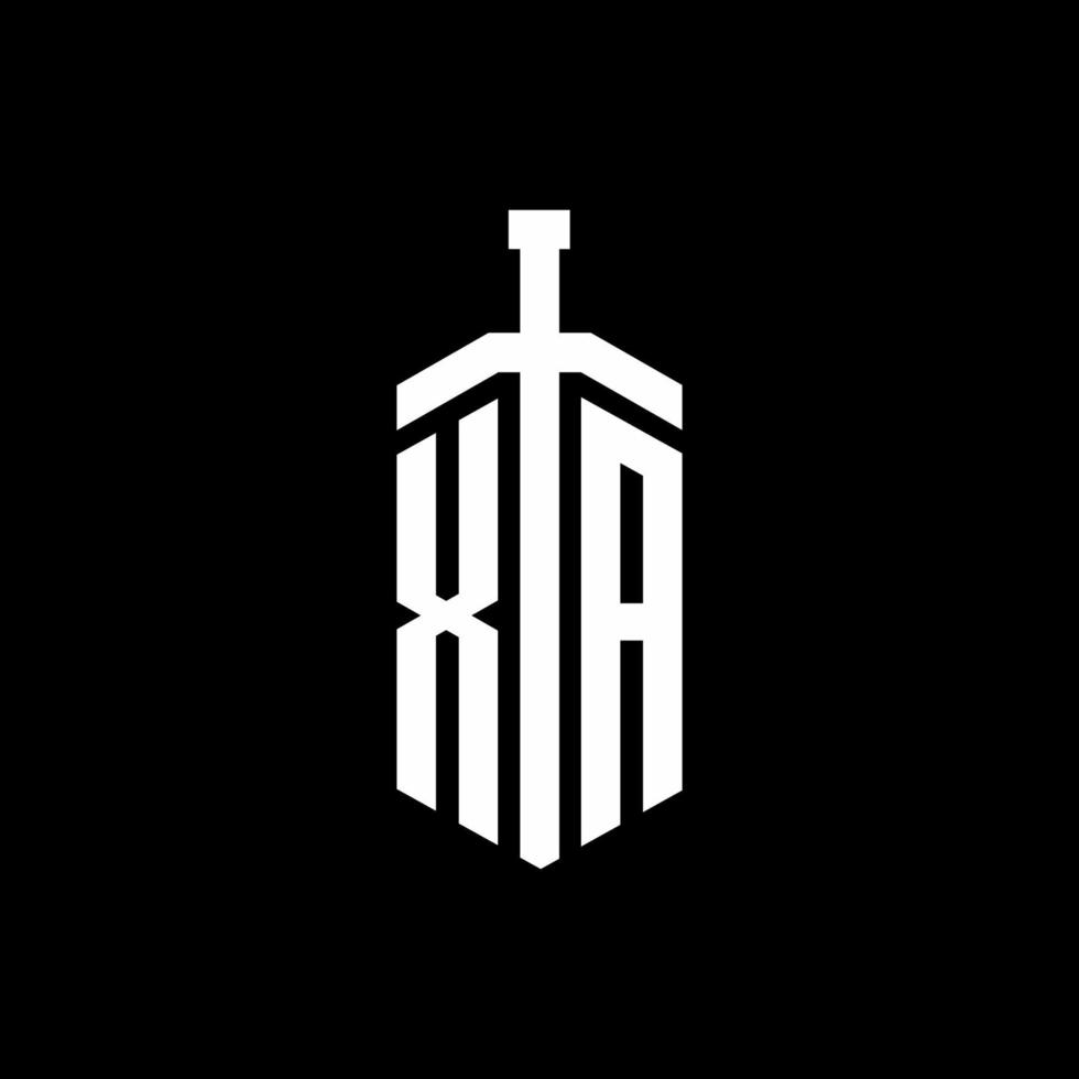 XZ logo monogram with sword element ribbon design template vector