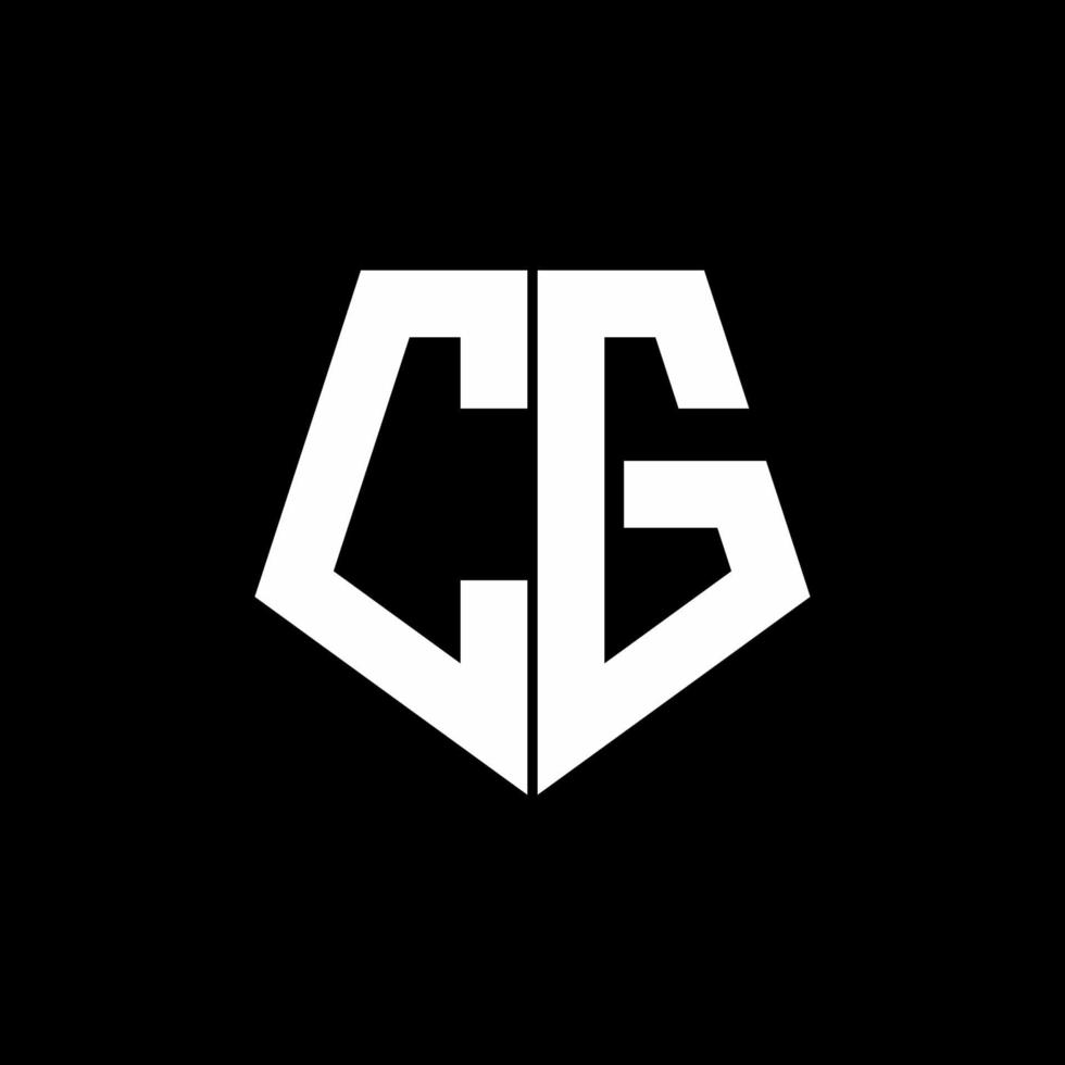 CG logo monogram with pentagon shape style design template vector