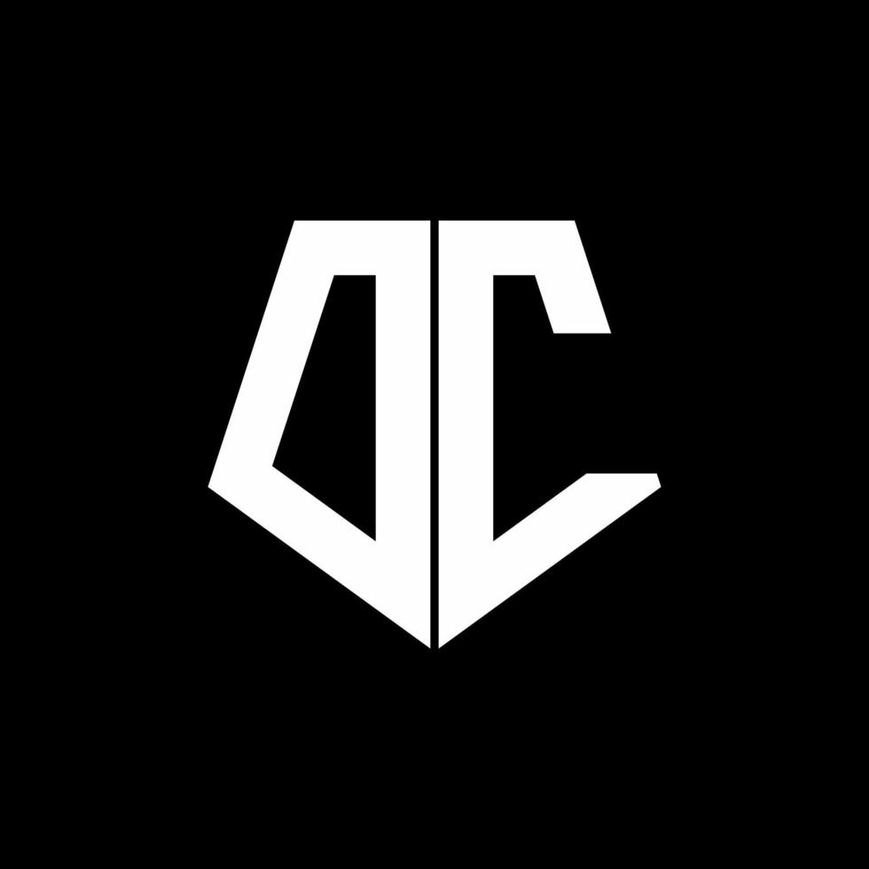 DC logo monogram with pentagon shape style design template vector