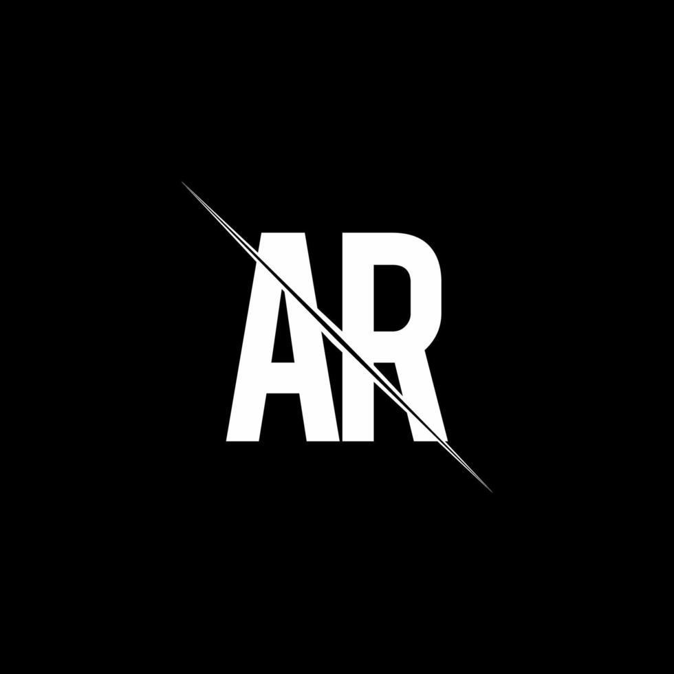 AR logo monogram with slash style design template vector