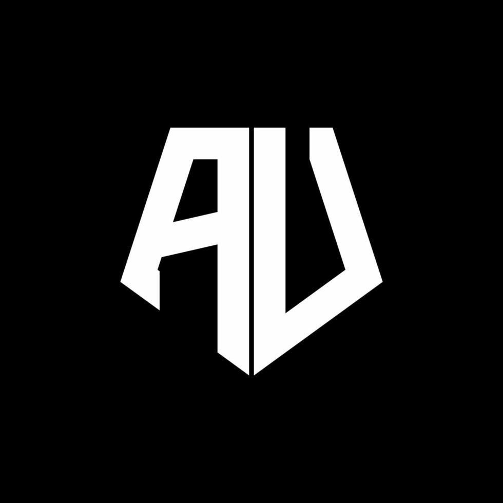 AU logo monogram with pentagon shape style design template vector