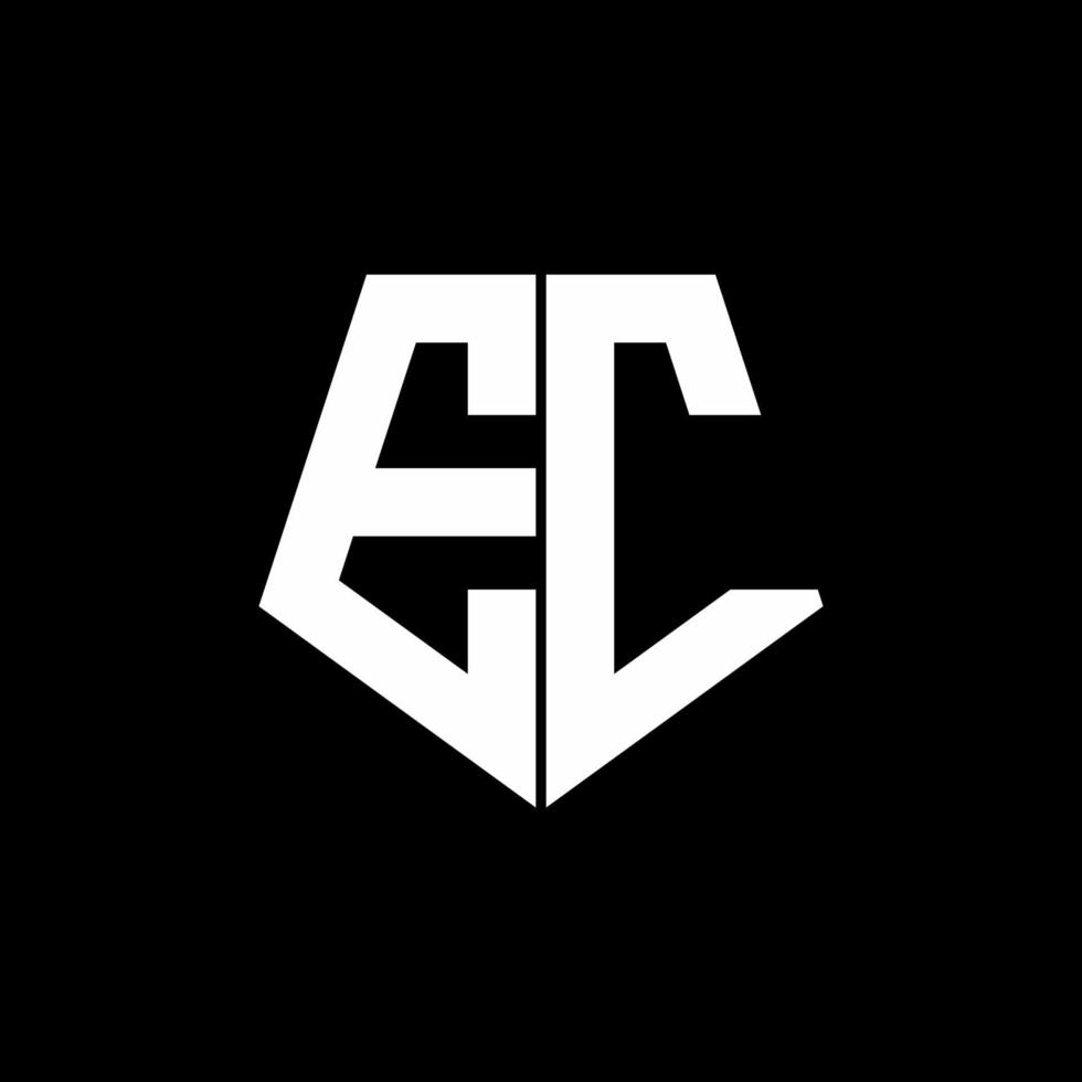 EC logo monogram with pentagon shape style design template vector