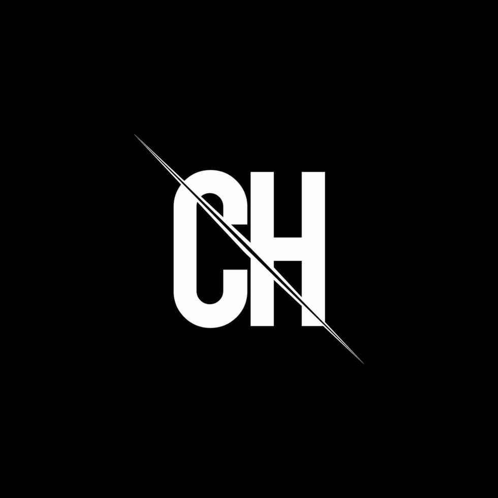 CH logo monogram with slash style design template vector